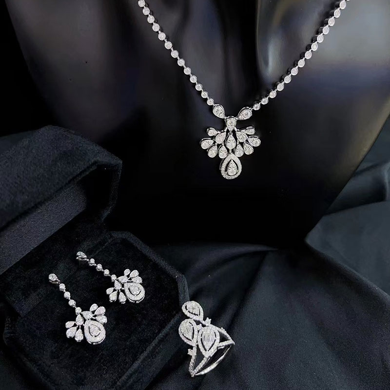 K Gold Water Drop Lab Diamond Jewelry Set