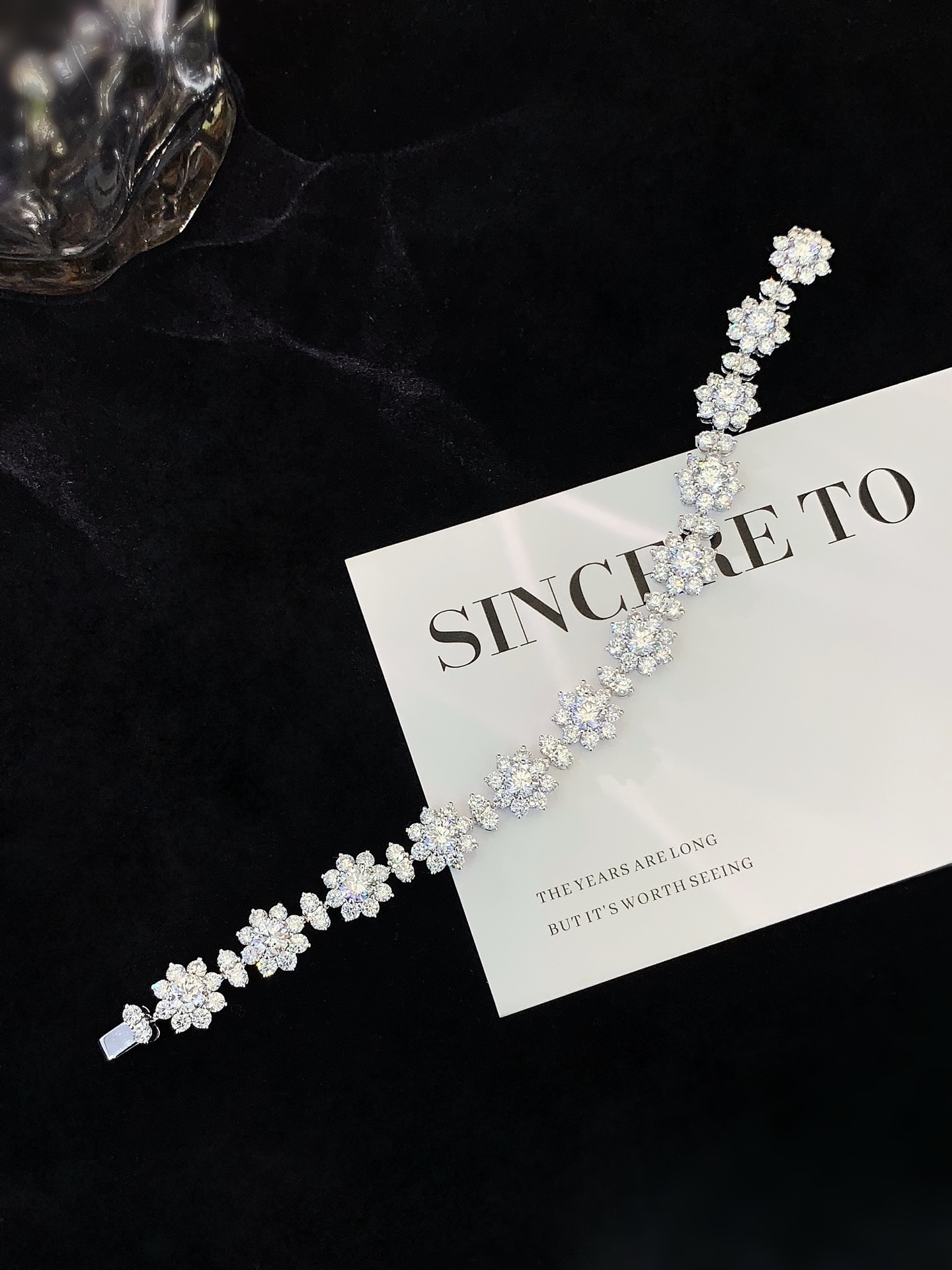 18k Lab-Grown Diamond Tennis Chain Sunflower Bracelet