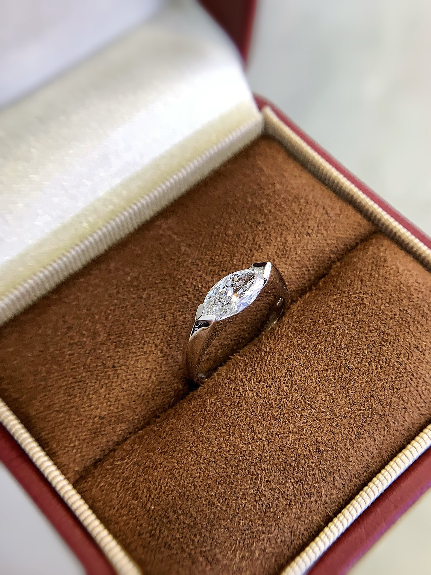 PT950 Marquise Cut Lab Grown Diamond Engagement Ring Solitaire