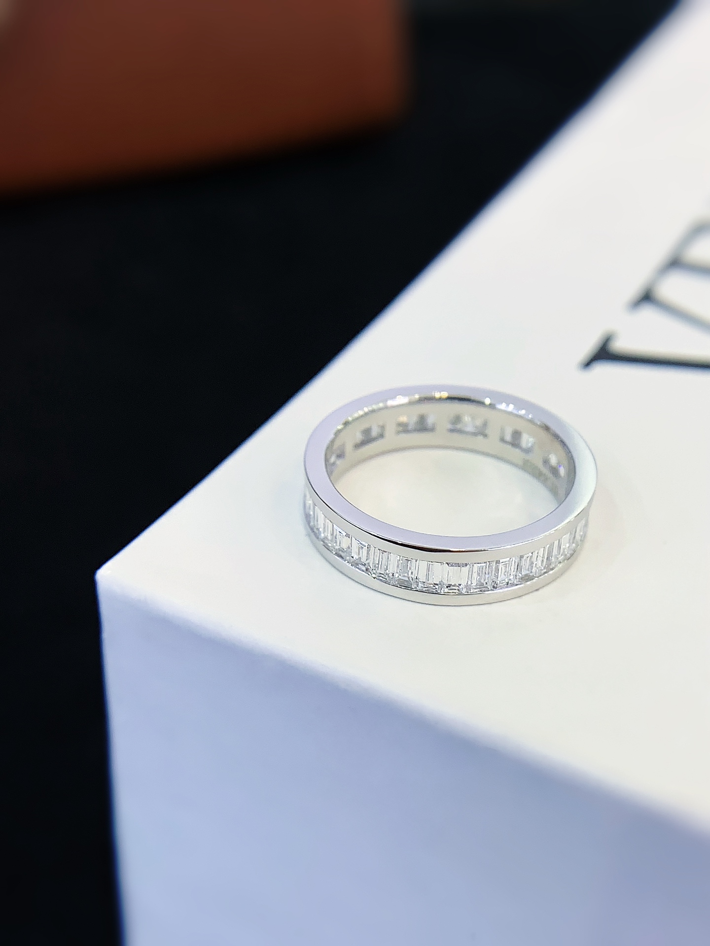 Emerald Cut Lab Grown Diamond Wedding Band 14K White Gold